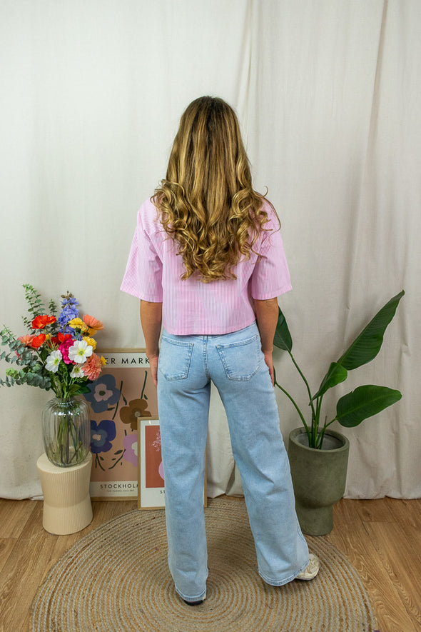 Mio Cropped Blouse - Pink
