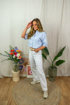 Mio Cropped Blouse - Blue