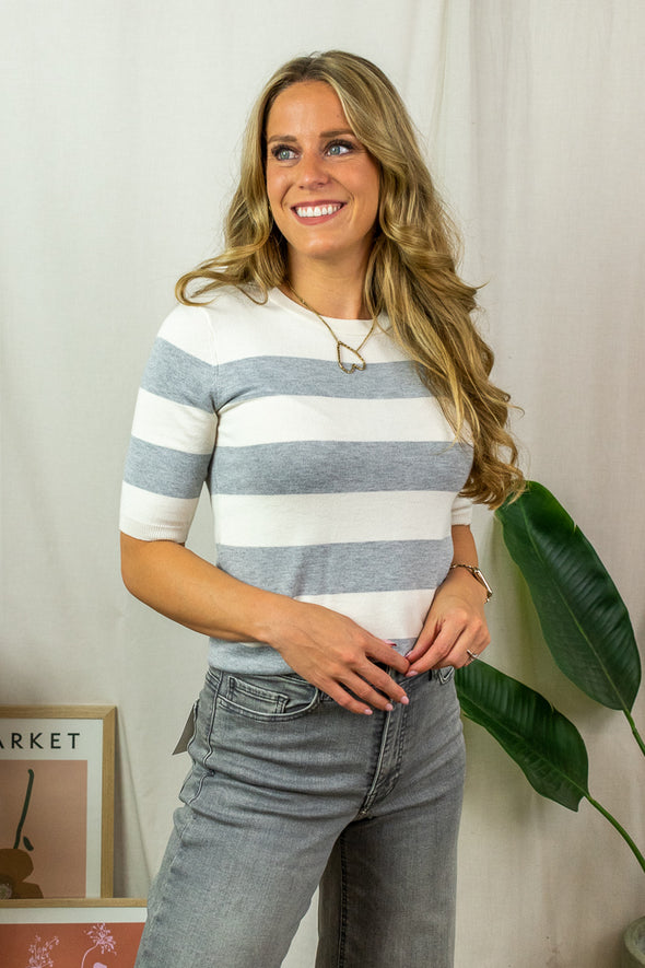 Lizza Striped Knit - Grey