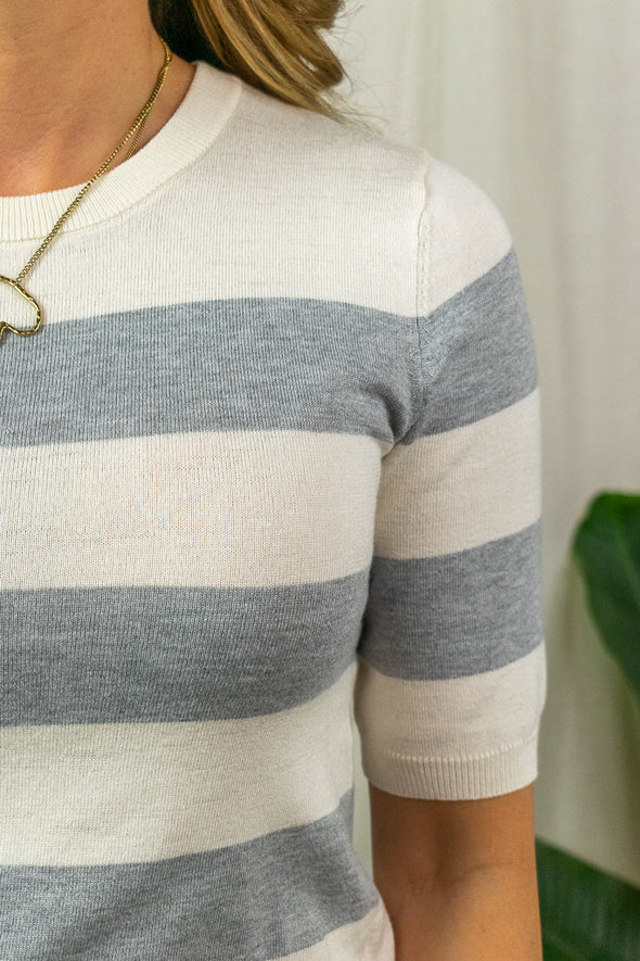 Lizza Striped Knit - Grey