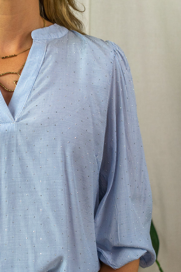 Milena Blouse - Blue with strass