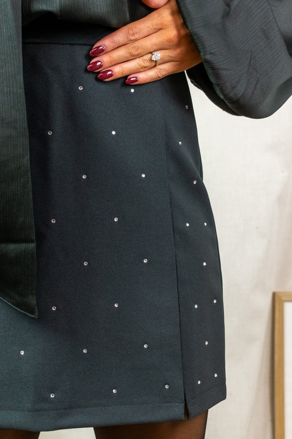 Peva Rhinestone Skirt - Black