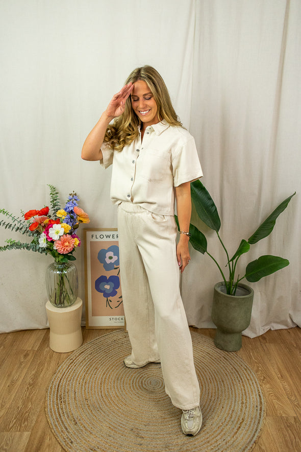 Savanna Denim Shirt - Creme