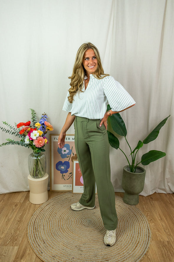 Livia Blouse - Striped Green
