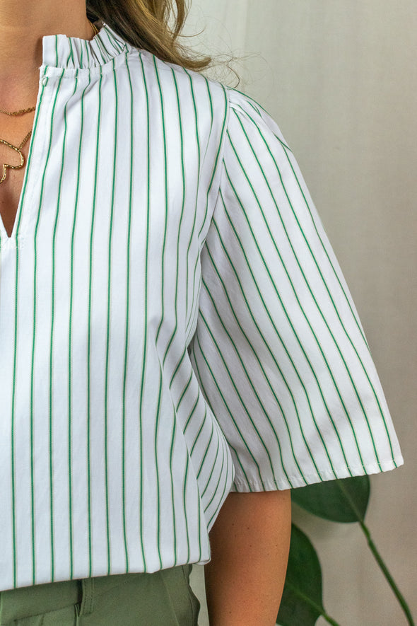 Livia Blouse - Striped Green