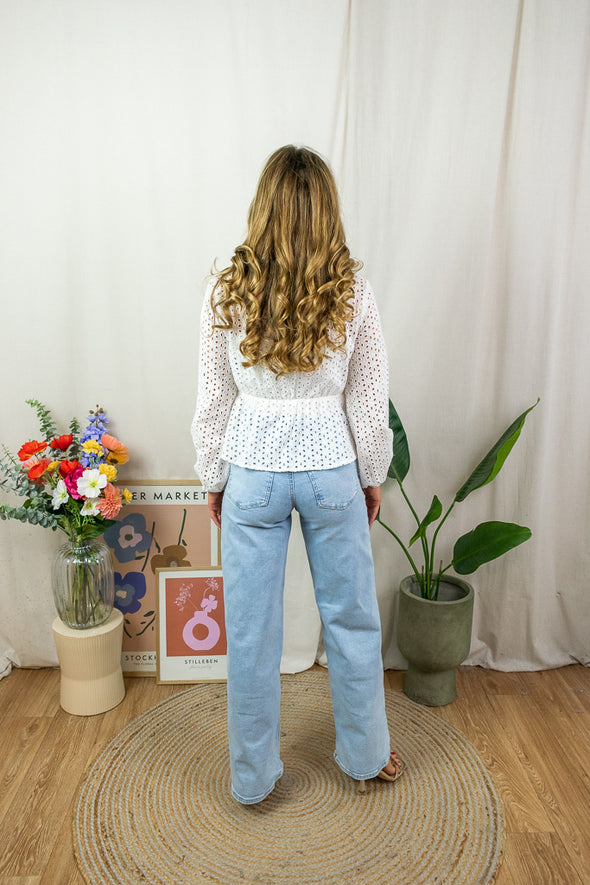 Sunny Broderie Top - White