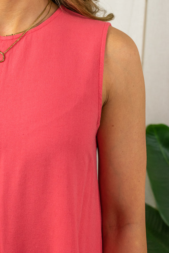 Say Linen Dress - Coral