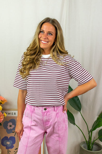 Sadie T-Shirt - Bordeaux Stripes