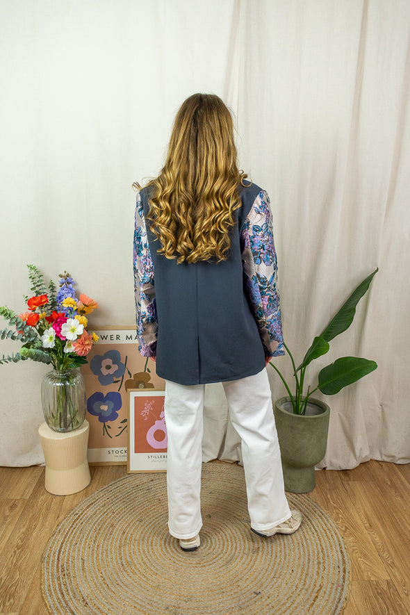 Blazer met design mouwen - Donkerblauw