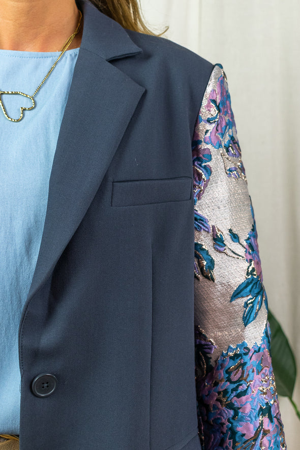 Blazer met design mouwen - Donkerblauw
