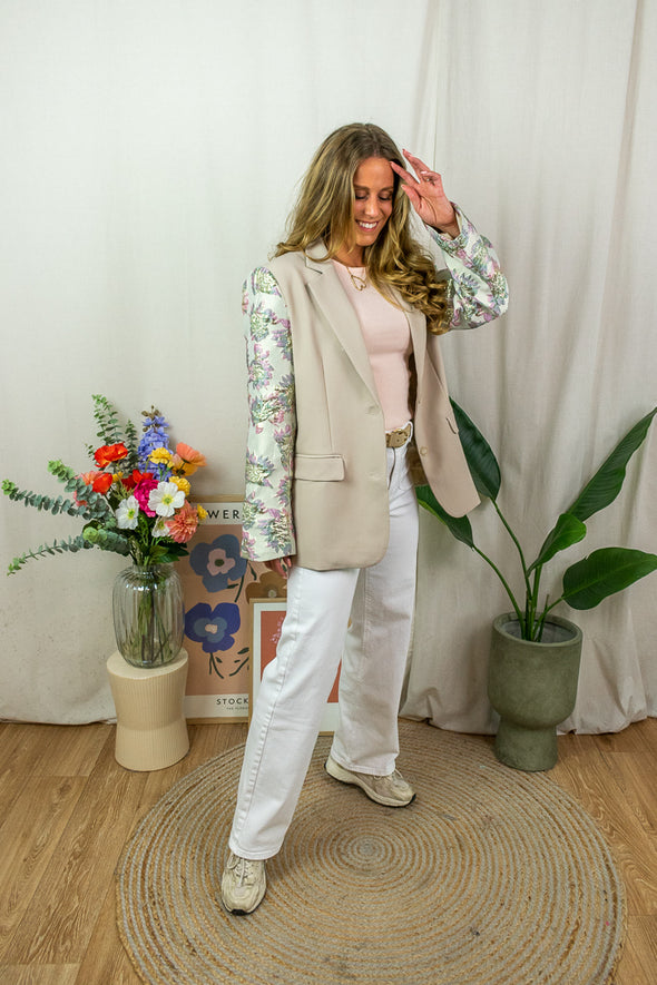Blazer met design mouwen - Beige