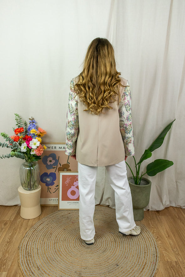 Blazer met design mouwen - Beige