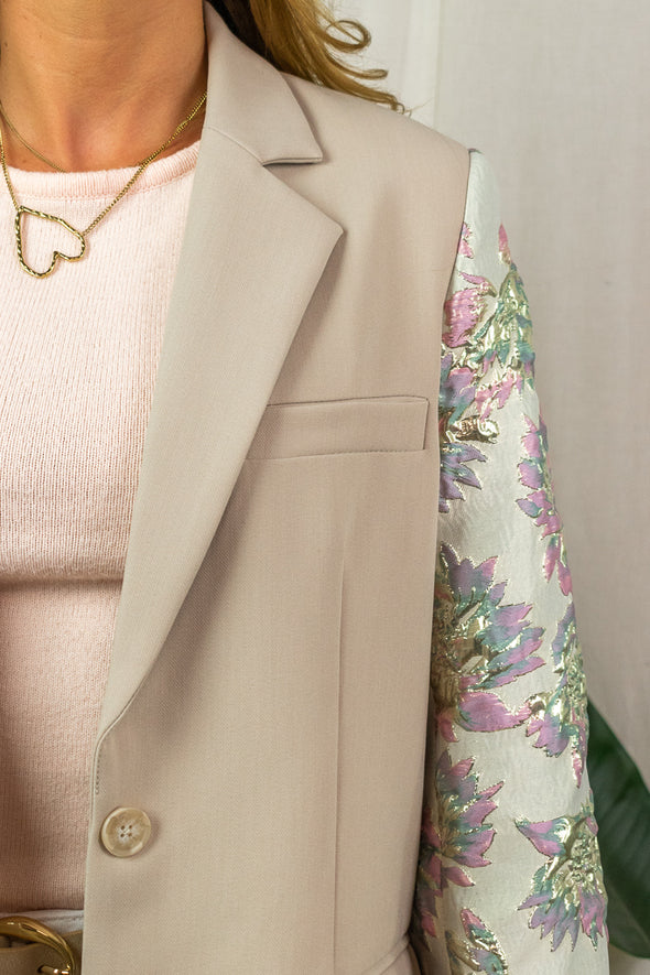 Blazer met design mouwen - Beige