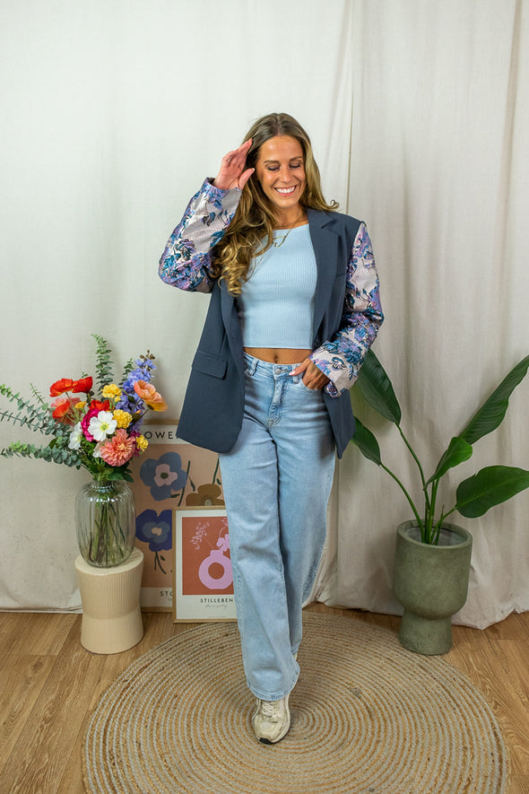 Blazer met design mouwen - Donkerblauw