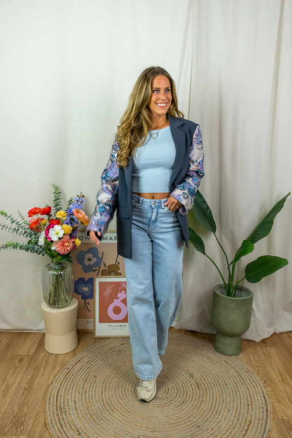 Blazer met design mouwen - Donkerblauw