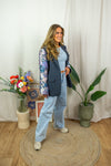 Blazer met design mouwen - Donkerblauw