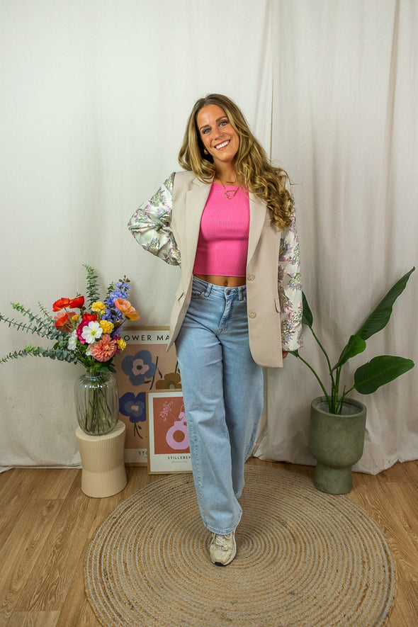 Blazer met design mouwen - Beige