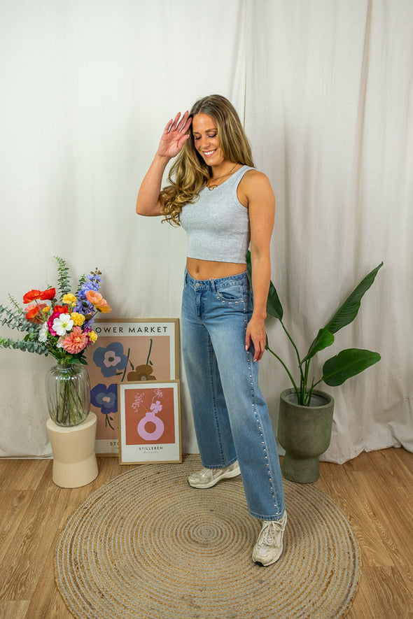 Fallon Rib Top - Grey