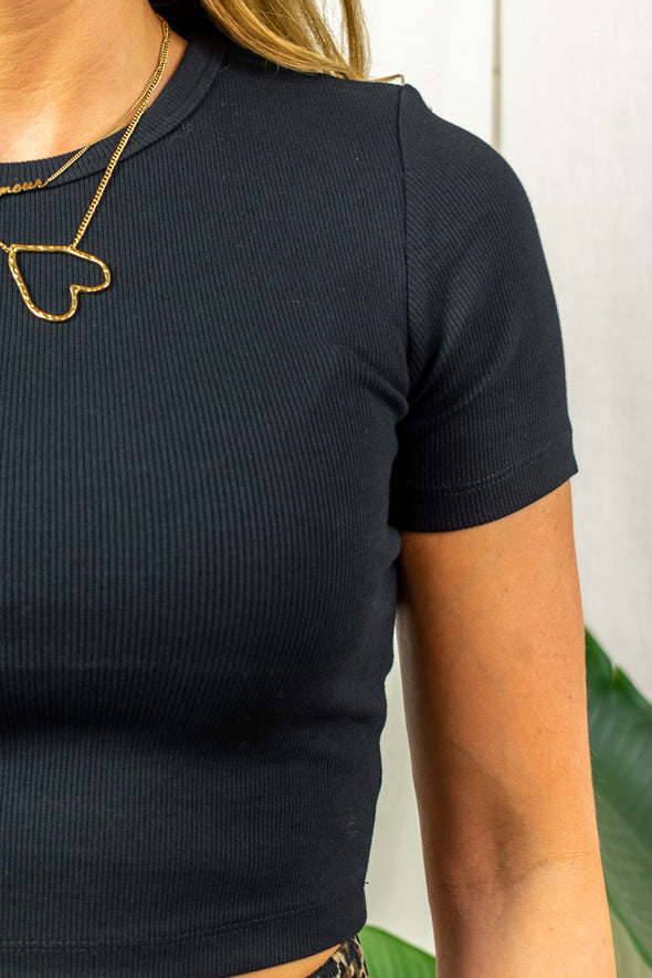 Florie Crop T-Shirt - Black