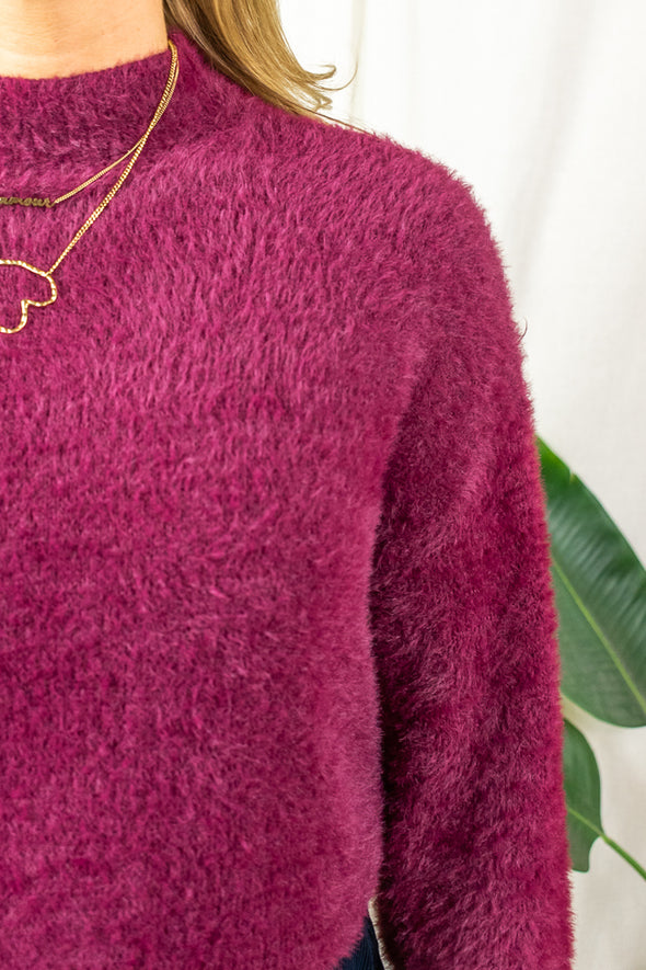 Ovy Fluffy Knit - Bordeaux