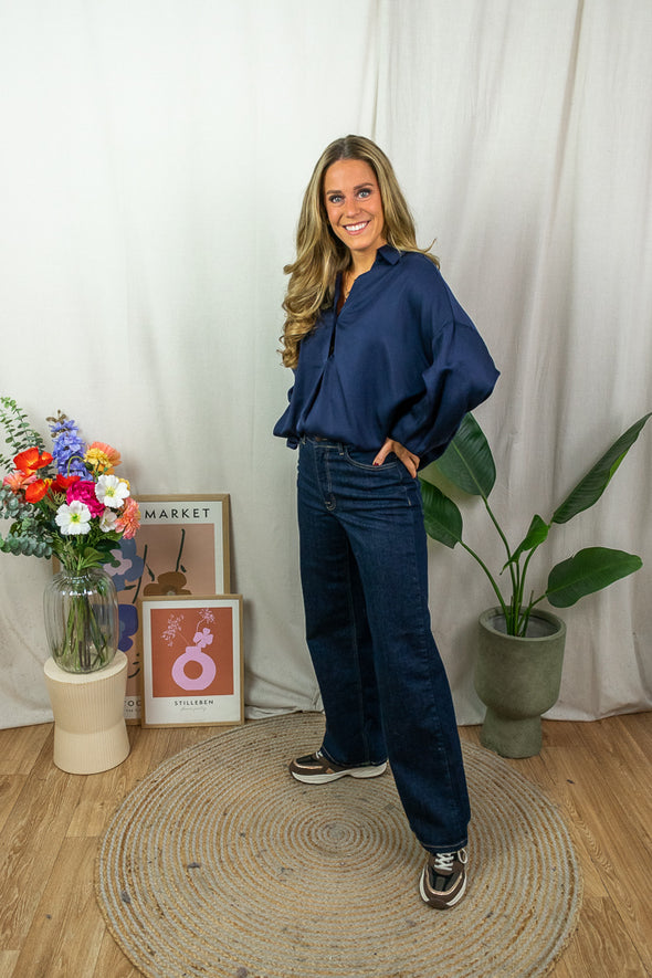 Coral Blouse - Navy