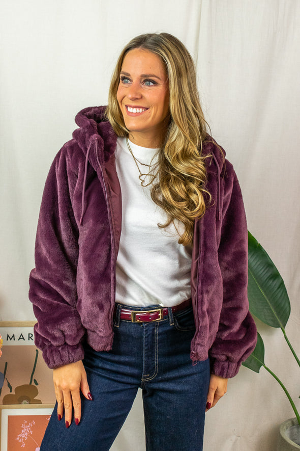Ola Furr Jacket - Bordeaux