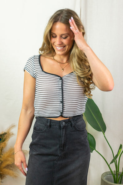 Evangeline Top - Black & White