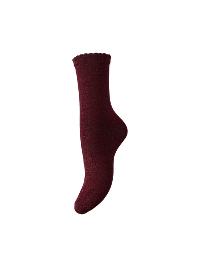 Sebby Glitter Socks - Bordeaux