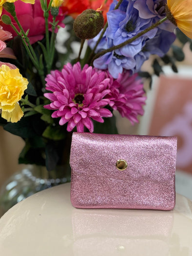 Lederen Portemonnee - Metallic Pink