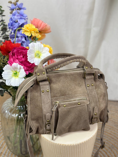 Suede Handtas - Taupe