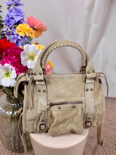 Suede Handtas - Beige