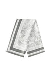 Satin Scarf - Flower Grey