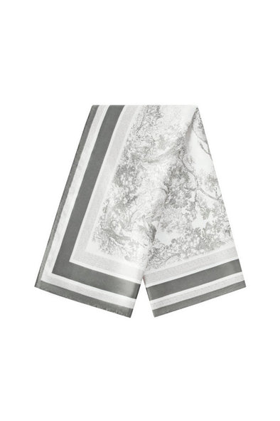 Satin Scarf - Flower Grey