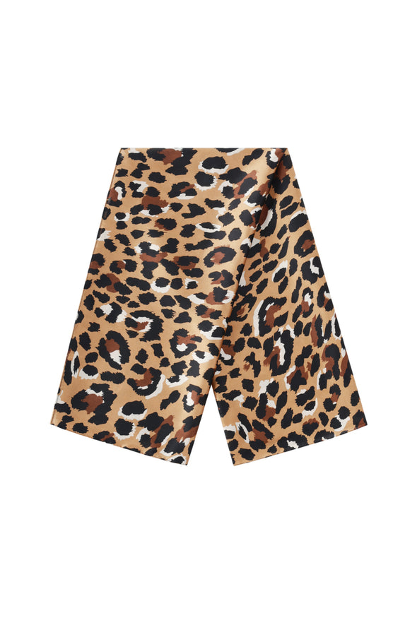 Satin Scarf - Leopard Brown