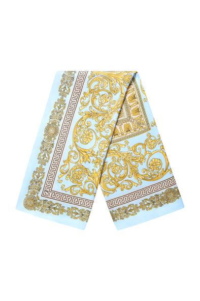 Satin Scarf - Light Blue Paisley