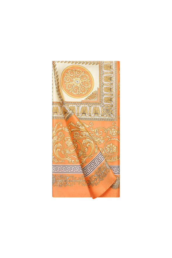Satin Scarf - Orange Paisley