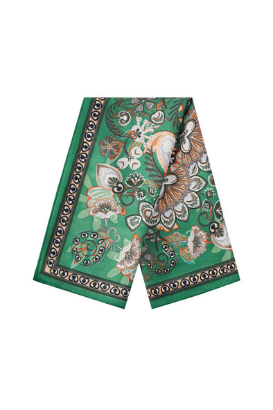 Satin Scarf - Green Paisley