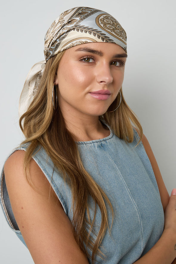 Satin Scarf - Light Blue Paisley