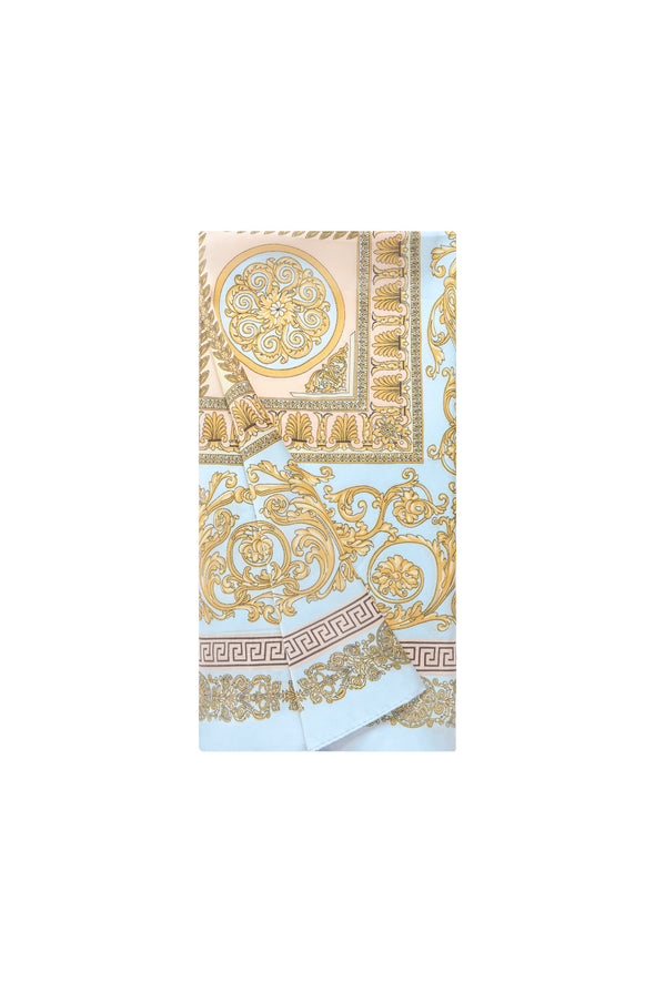 Satin Scarf - Light Blue Paisley