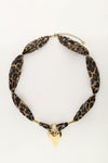 Panterprint cord ketting met statement hart - Goud