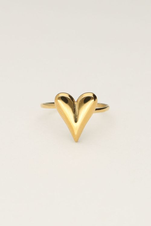 Minimalistische ring met statement hartje - Goud