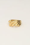 Statement ring met golf structuur - Goud