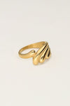 Statement ring met golf structuur - Goud