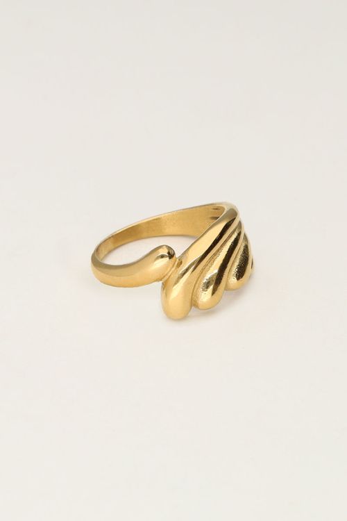 Statement ring met golf structuur - Goud