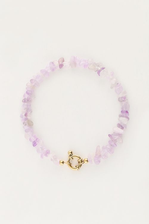 Ocean armband met lila steentjes - Goud