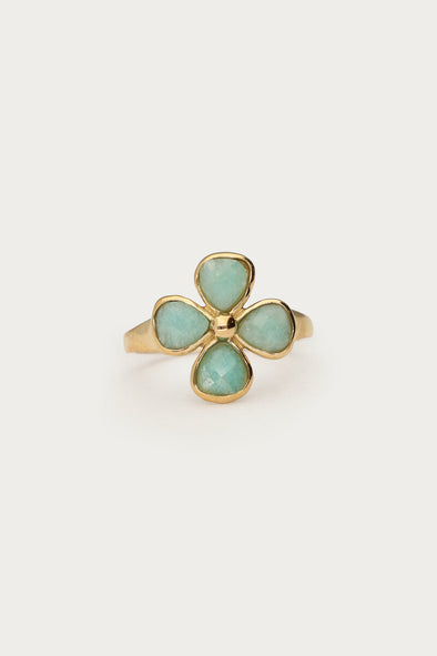 Botanical ring met lichtblauwe klaver