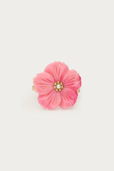 Botanical ring met Roze bloem - Goud