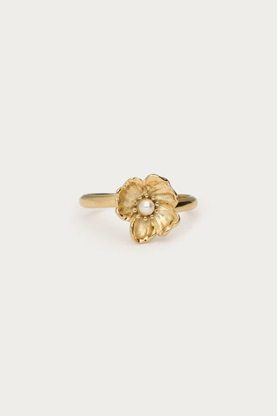 Botanical ring met Klaproos bloem -Goud