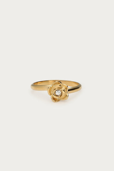 Botanical ring met ranonkel bloem - Goud