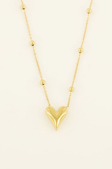 Middellange ketting met hartje - Goud